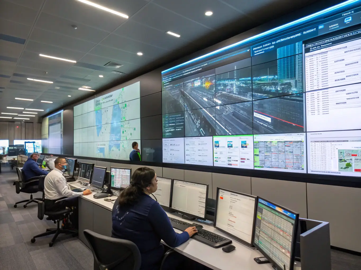 A team of professionals coordinating vehicle logistics with digital dashboards and tracking systems, showcasing VA WORLDCARS LLC's process coordination service.